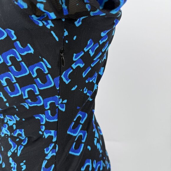 Diane Von Furstenberg Blue & Black Long-Sleeve Maxi Dress Medium - Picture 10 of 13